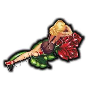  Vintage Blond Tattoo and Roses Pinup Decal s221 Musical 