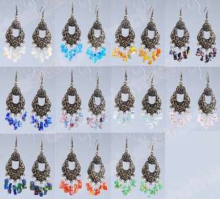 Free Tibet earring glass beads&alloy wholesale 12pairs  