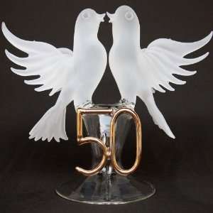  50th Anniversary Lovebirds Doves Wedding Cake Topper Blown 