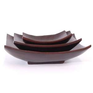 EXP Handmade Decorative Mango Wood Three Tray / Platter Set With 