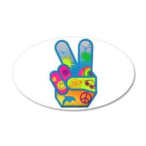38.5x24.5O Wall Vinyl Sticker Peace Sign Hand Symbol Dolphin Smiley 