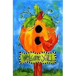  Welcome Yall Pumpkin Birdhouse Mini Flag