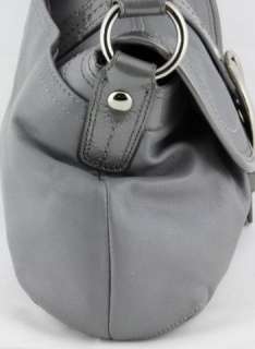 Coach Soho Pewter Leather Pleated Flap Shoulder Handbag Purse Bag 