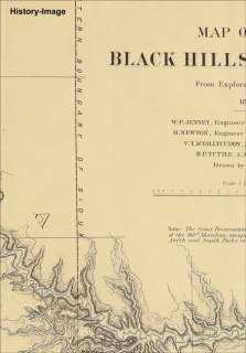 1879 LARGE GEOLOGIC MINING MAP BLACK HILLS DAKOTA  