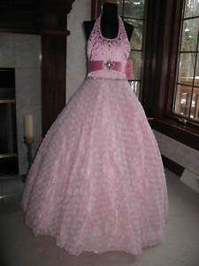 Perfect Angels 1392 Pink White Pageant Gown Dress 10  