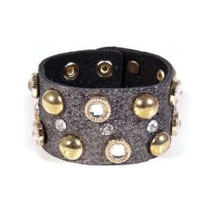 Glam Rock Leather Bracelet   METALIC