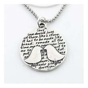   Pendant Necklace with Pair of Kissing Birds Celebrates LOVE: Jewelry