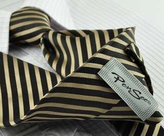   striped ties 100% woven silk mens neckties set cufflinks 157  
