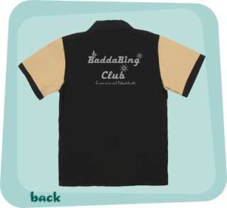 SOPRANOS Da BADDA BING CLUB Camel/Black Retro Bowling Shirt Dont get 