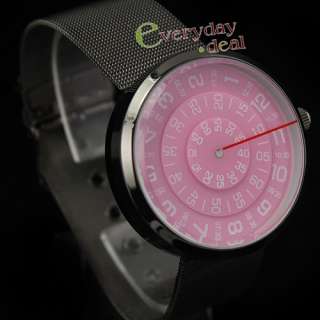 NEW DESIGN TIME DISPLAY SPECIAL ONE HAND PINK STEEL THIN BAND ADJUST 