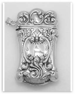 Ornate Repousse Match Safe   Sterling Silver  