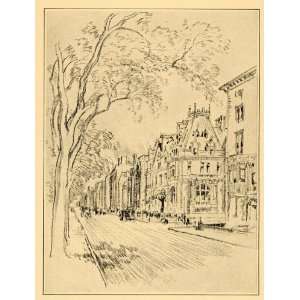   Avenue Mansions NYC Print   Original Halftone Print