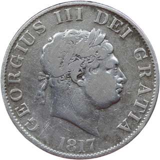 1817 UK GREAT BRITAIN SILVER 1/2 HALF CROWN COIN  