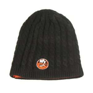   York Islanders Black Cable Knit Beanie (Uncuffed): Sports & Outdoors