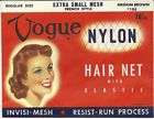 Vintage 1940s Vogue Nylon Hair Net Package With Net
