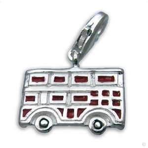   Bus red/silver dangle #8551, bracelet Charm  Phone Charm: Jewelry