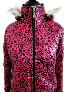 Only Punky Leopard Fur Removable Hoodie Jacket Glossy  