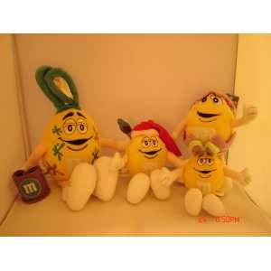  Set of 4 M&Ms Yellow Plush Toys New 
