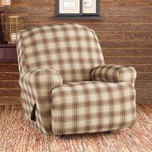  Sure Fit Stretch Belmont Plaid Recliner Slipcover, Ivory 