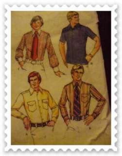 Vintage 70s Mens Dress Shirt Pattern McCalls  