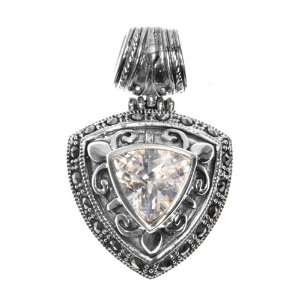   Clear CZ Trillion Cut Vintage Triangular Marcasite Pendant: Jewelry