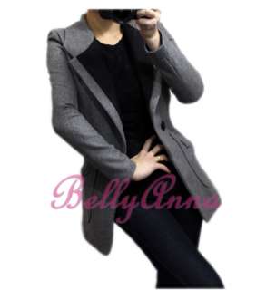 Elegant OL Korean Women High Quality Wool Blazer Jacket Suit Coat 