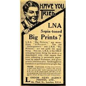1918 Ad London News Agency LNA Camera Film Photography Sepia Enlarged 