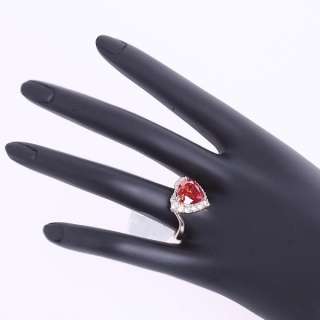 18K Yellow Gold Plated Red Crystal Swarovski Ring 94602  