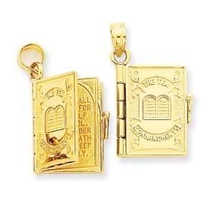  14k Gold Ten Commandments Bible Pendant: Jewelry