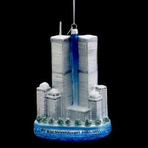   Blown Glass World Trade Center Christmas Ornaments 6