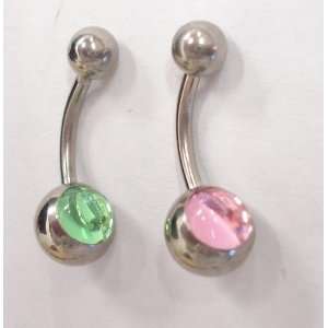  Green & Pink Belly Rings 