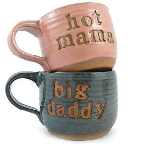  Hot Mama and Big Daddy Set of 2 Coffee Mugs, Handcrafted 
