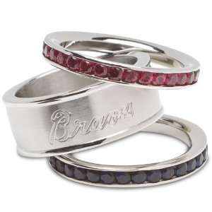  Logo Art Atlanta Braves Ladies Spirit Crystal Stacked Ring 