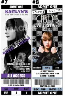 Justin Bieber Birthday Party Ticket Invitations Favors  