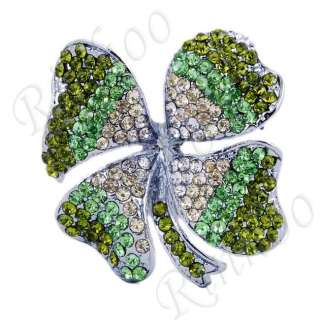 1X green clover Swarovski Crystal alloy charms Brooch  