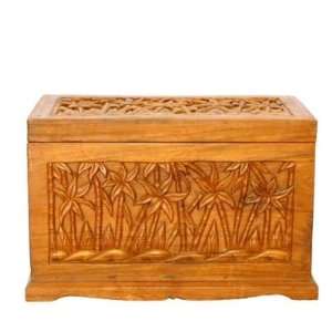  AsiaEXP Carved Wood Hope Chest or Storage Trunk with Palm 