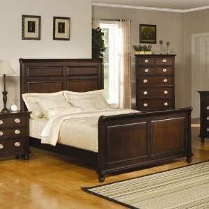  Panel Sleigh Bed in Deep Cappuccino Wood 