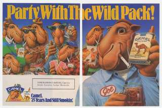 1988 Party With the Wild Pack Joe Camel Cigarette 2 Page Ad  