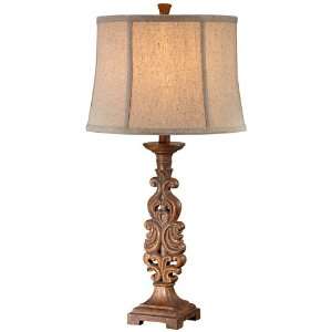  Faux Wood Carved Column Table Lamp: Home Improvement