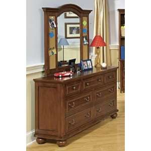   Wood Bedroom Furniture Set: Garrett 7 Drawer Dresser w/ Cork Mirror