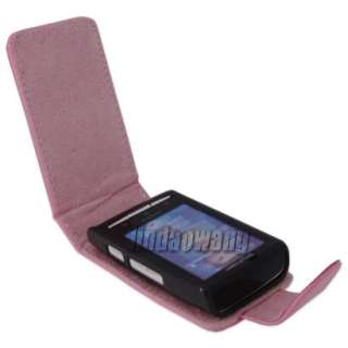 PINK LEATHER CASE POUCH FOR + FILM FOR SONY ERICSSON XPERIA X10 MINI