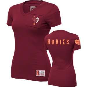  Virginia Tech Hokies Womens Maroon Victory V Neck T Shirt 