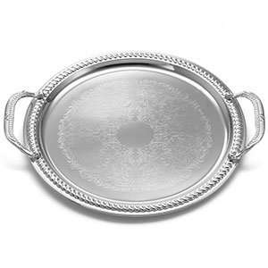 Tablecraft CT13H 13 Chrome Plated Serving Tray with Handles:  