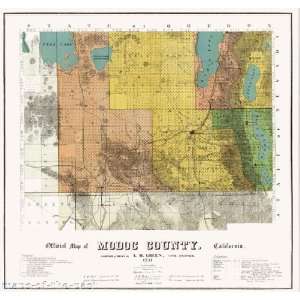  MODOC COUNTY CALIFORNIA (CA) MAP BY A.M. GREEN 1911: Home 