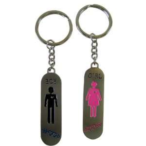   Gender Keychains   Man and Woman Silver Tone Keychains: Toys & Games