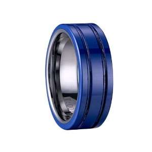 Tungsten Carbide Ring for Wedding, Gift, Etc. Blue Ceramic Coatiing (7 