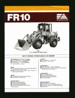 Fiatallis FR10 Wheel Loader Sales Brochure FA 1984  