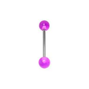  Purple Acrylic UV Reactive Tongue Ring Barbells: Jewelry