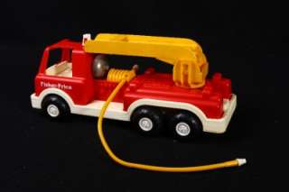   Price Little People Fire Truck 2361 from 1988 EUC w Dog Hydrant  