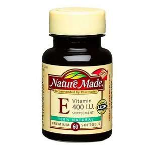  Nature Made Natural Vitamin E d Alpha, 400IU, 60 Softgels 